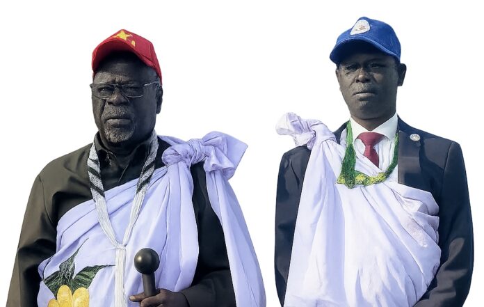 Governor Dr. Riek Kok (Left) Hon. James Kueth (Right) Commissioner of Akobo County